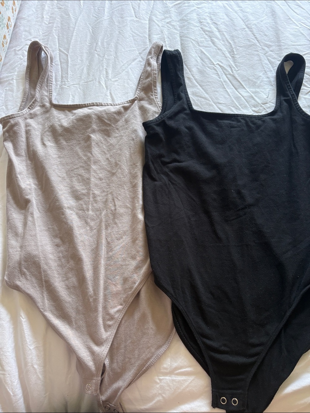 GAP Scoop Neck Bodysuits in Black and Taupe